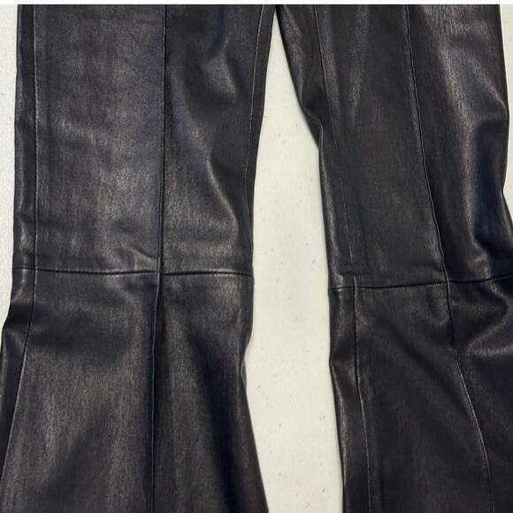 Rosetta Getty Pintuck Flare Leather Pants size US 2 Black Pull-On - Picture 9 of 15